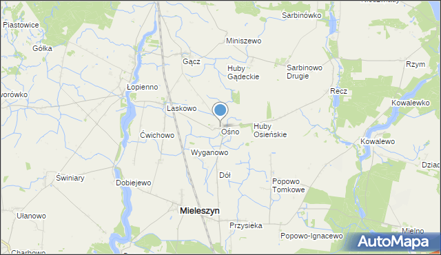 mapa Ośno, Ośno gmina Janowiec Wielkopolski na mapie Targeo